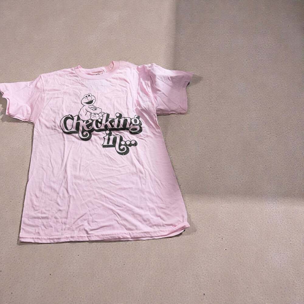 Sesame Street Elmo "Checking In" Pink Graphic T-Shirt